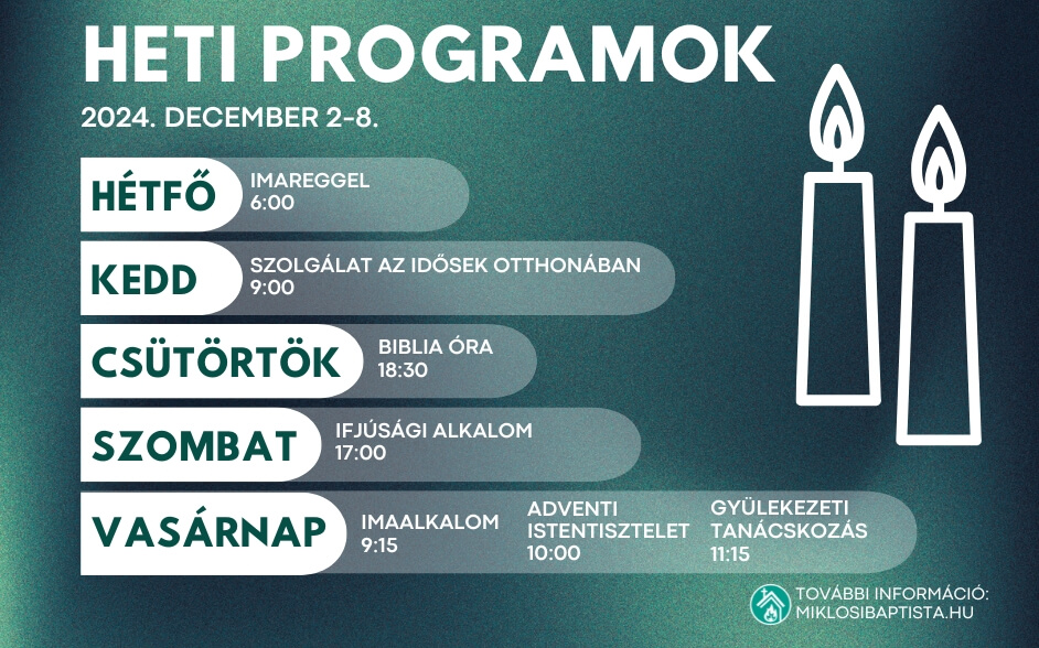 Programjaink: 2024. december 2-8.