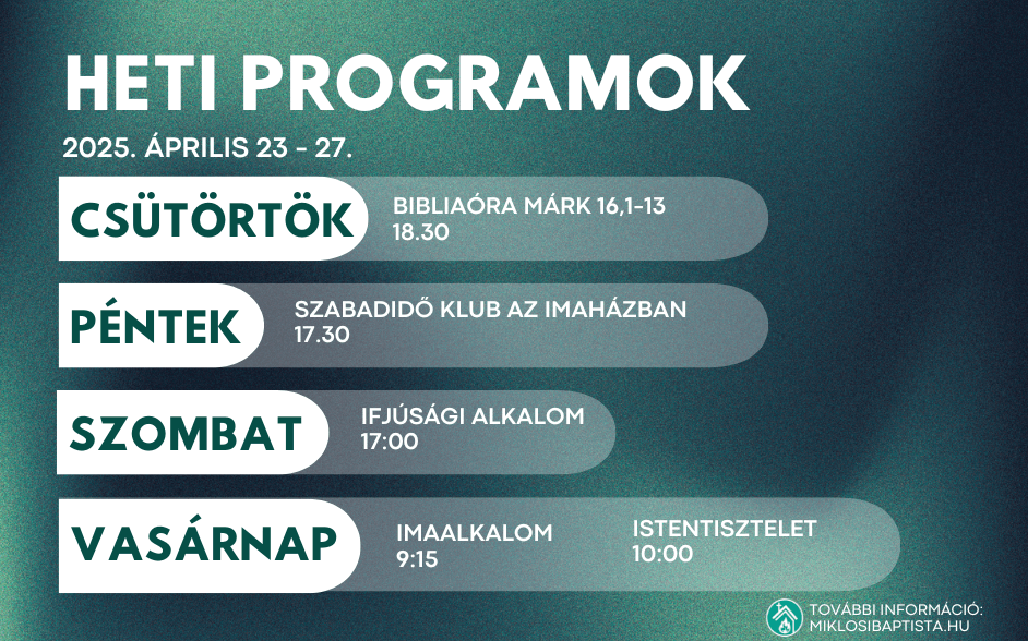 Programjaink: 2025. április 21 – 27.