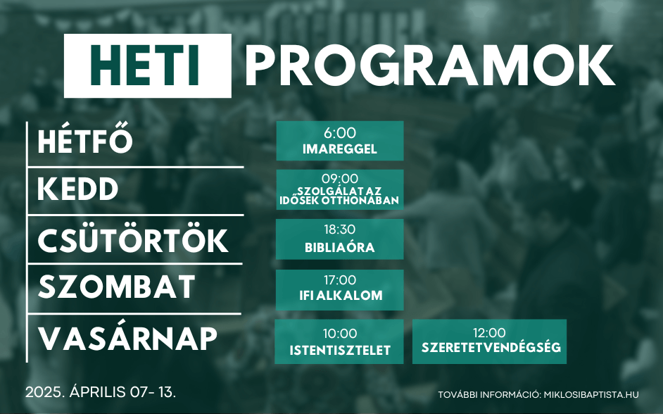 Programjaink: 2025.  április 07 - 13.