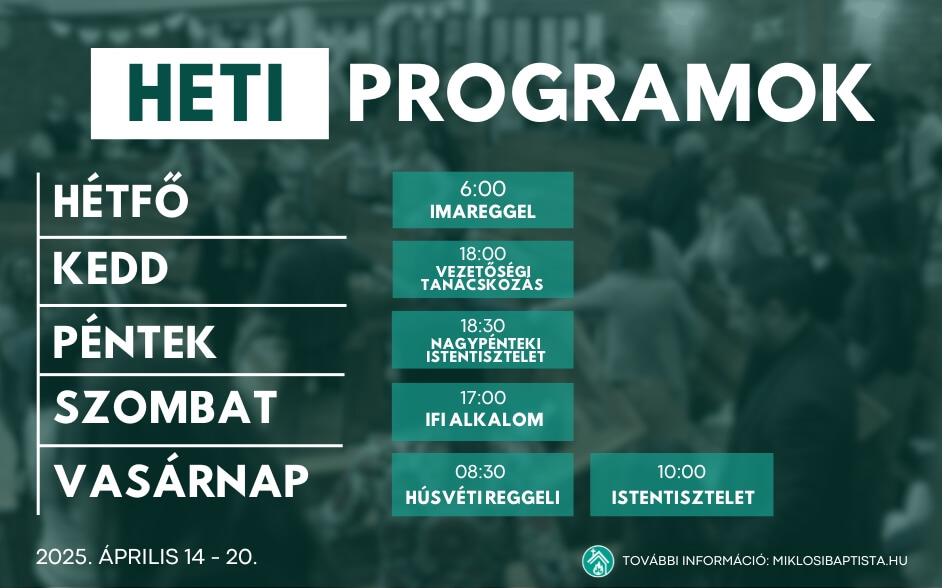 Programjaink: 2025. április 14 – 20.