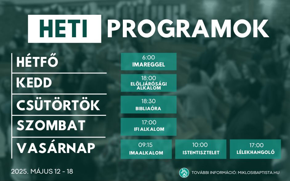 Programjaink: 2025. május 12 – 18.