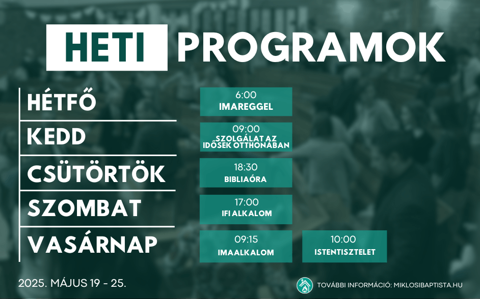 Programjaink: 2025. május 19 – 25.