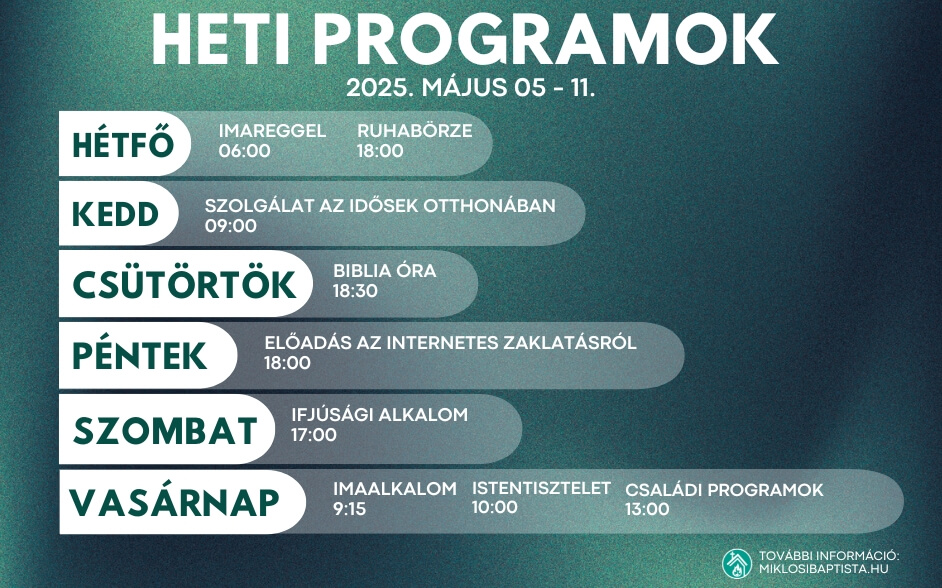 Programjaink: 2025. május 05 - 11.