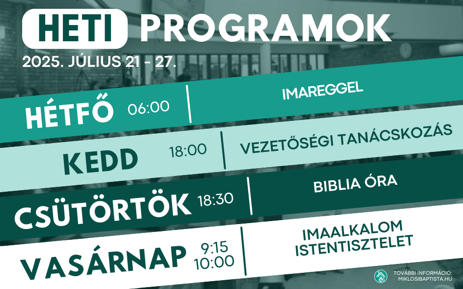 Programjaink: 2025. július 21. – 27.