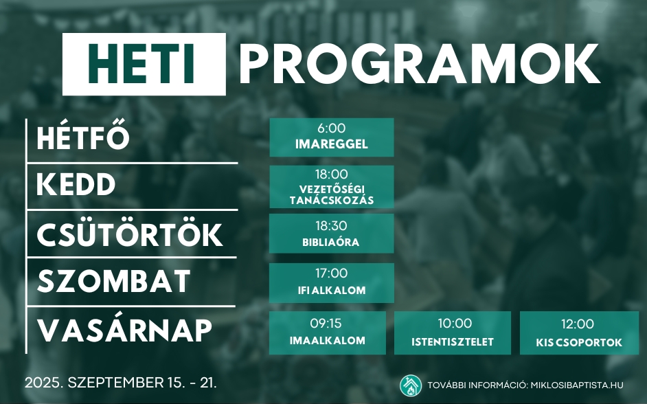 Programjaink: 2025. szeptember 15. – 21.