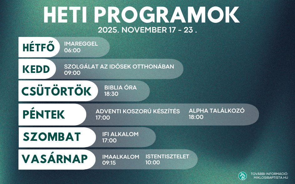 Programjaink: 2025. november 18 – 23.