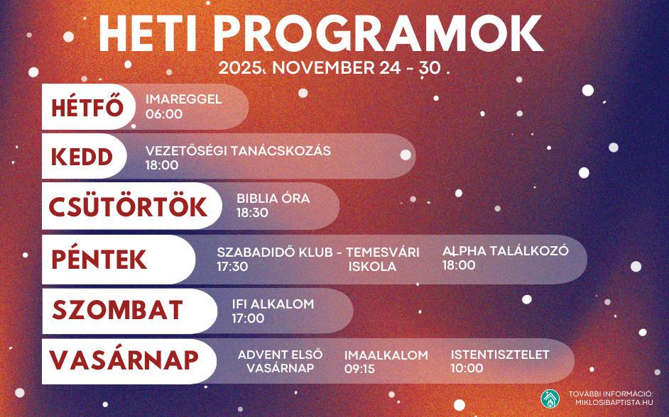 Programjaink: 2025. november 24 – 30.